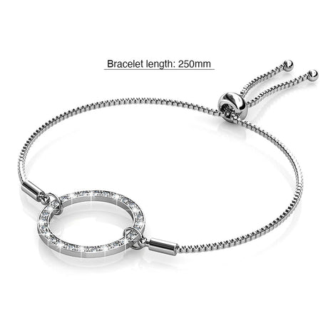 Krystal Couture White Gold Pave Set Circle Slider Bracelet Embellished with SWAROVSKI Crystals