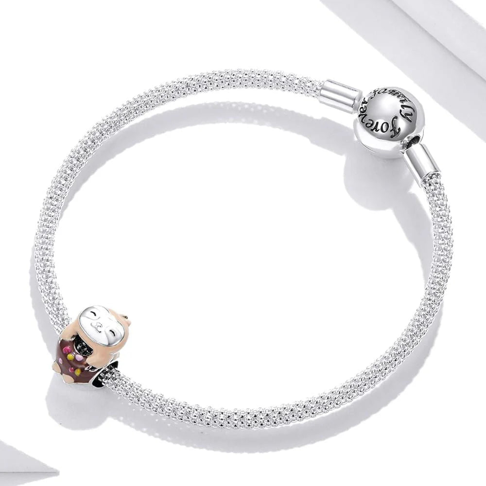 Solid 925 Sterling Silver Cool Sloth Cookies Pandora Inspired Charm