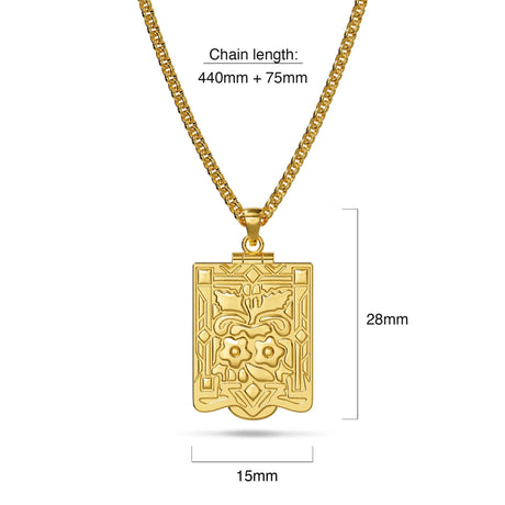 Bullion Gold Engraved Shield Photo Locket Necklace
