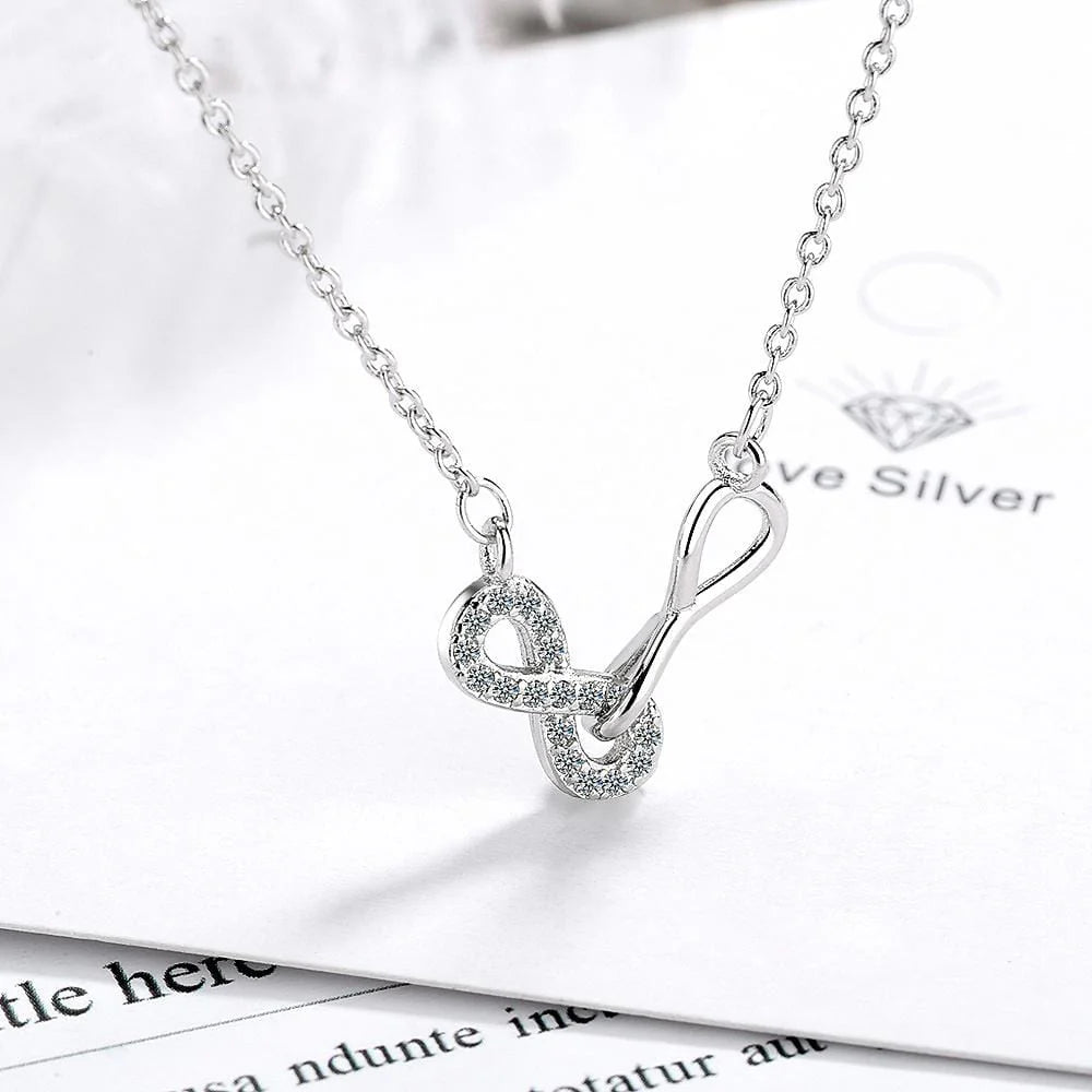 Double Infinity Friendship Forever Necklace White Gold