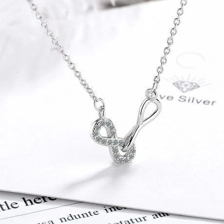 Double Infinity Friendship Forever Necklace White Gold