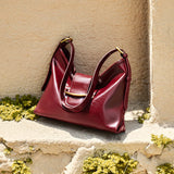 Nalandu Luxe Glossy Hobo Shoulder Bag - Wine