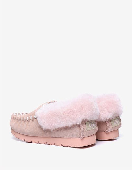 Popo Cow Suede Moccasin in Pink