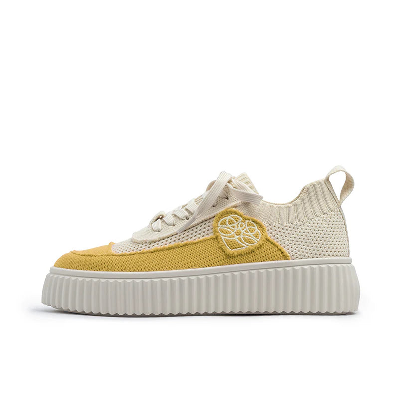 Chunky Platform Knit Sneakers - Yellow