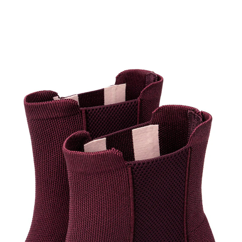 Block Heel Chelsea Boots - Wine