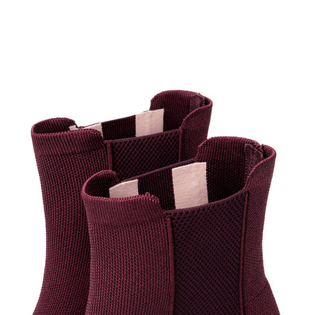Block Heel Chelsea Boots - Wine