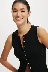 Cotton On Women's Bailey Button Detail Vest - Black