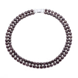 Necklace 2 Rows of Real Freshwater Pearls 4 mm - Black "Tahitian Style" - Longueur 42 cm
