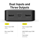 Baseus Bipow Power Bank 20000mAh 15W Digital LED Display USB Type-C Type-A - Black