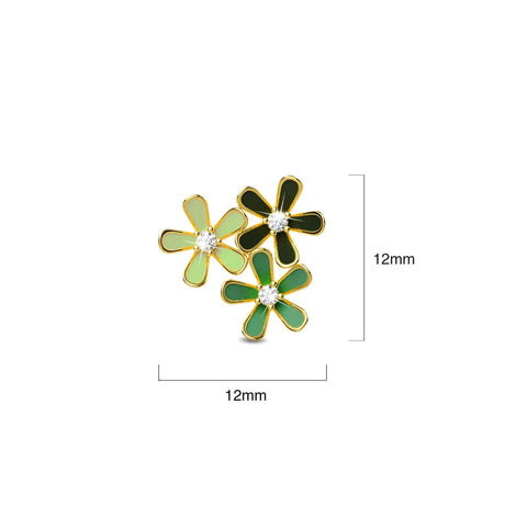 Boxed Petalia Olive Green Stud Earrings and Olive Necklace Featured SWAROVSKI® Crystals in Gold
