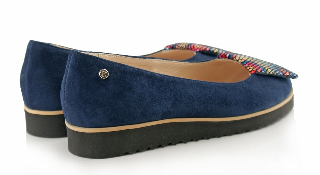 Bosccolo Womens Moccasin Pa - Navy Blue Suede/Multi