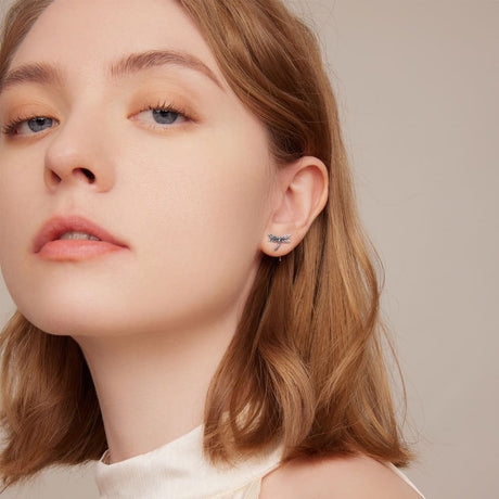 Solid 925 Signature Silver Olivia Dragonfly Stud Earrings