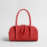Suede Boston Bag – Curved Top-Handle Shoulder & Crossbody Bag