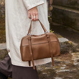 Nalandu Vintage Leather Bowling Bag - Camel