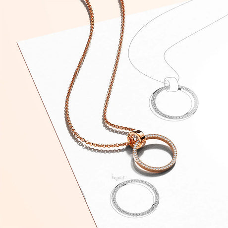 Krystal Couture Orbit of Charm Necklace Embellished with SWAROVSKI Crystal in Rose Gold