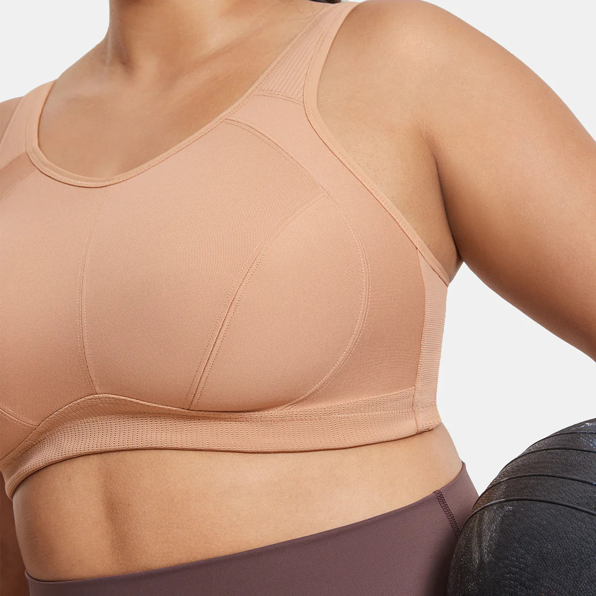 Plus Size High Support Full Coverage Padded Wireless Bra - Nude