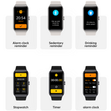 TODO Fitness Tracker Smart Watch BT 5.0 1.47" Display Thermometer BPM Monitor - Black