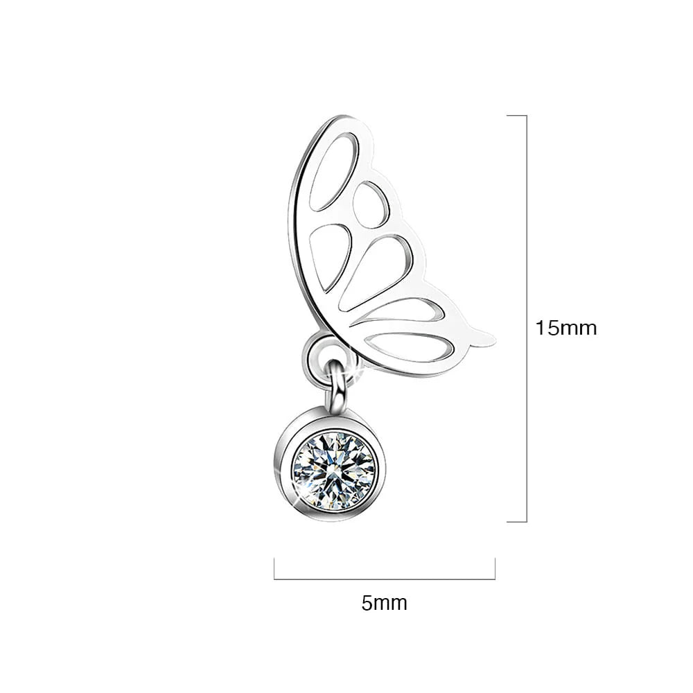 Butterfly Wings with Sparkling Zirconias Drop Earrings