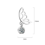 Butterfly Wings with Sparkling Zirconias Drop Earrings