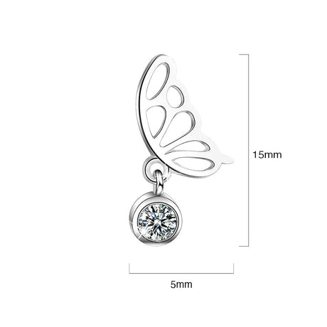 Butterfly Wings with Sparkling Zirconias Drop Earrings