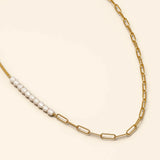 Bullion Gold Cuban Pearl Paperclip Necklace in Gold