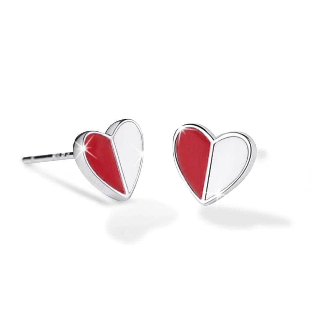Solid 925 Sterling Silver Harmonious Red Love Earrings