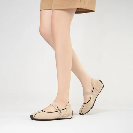 Sport Ballet Mary Jane Flats - Beige