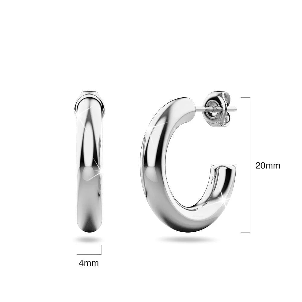 Bullion Gold Erica White Gold Hoop Earrings 20mm