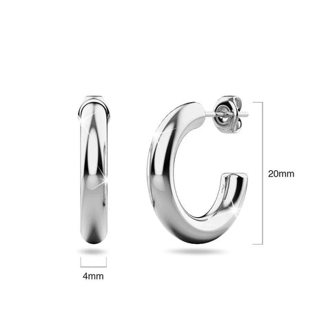 Bullion Gold Erica White Gold Hoop Earrings 20mm