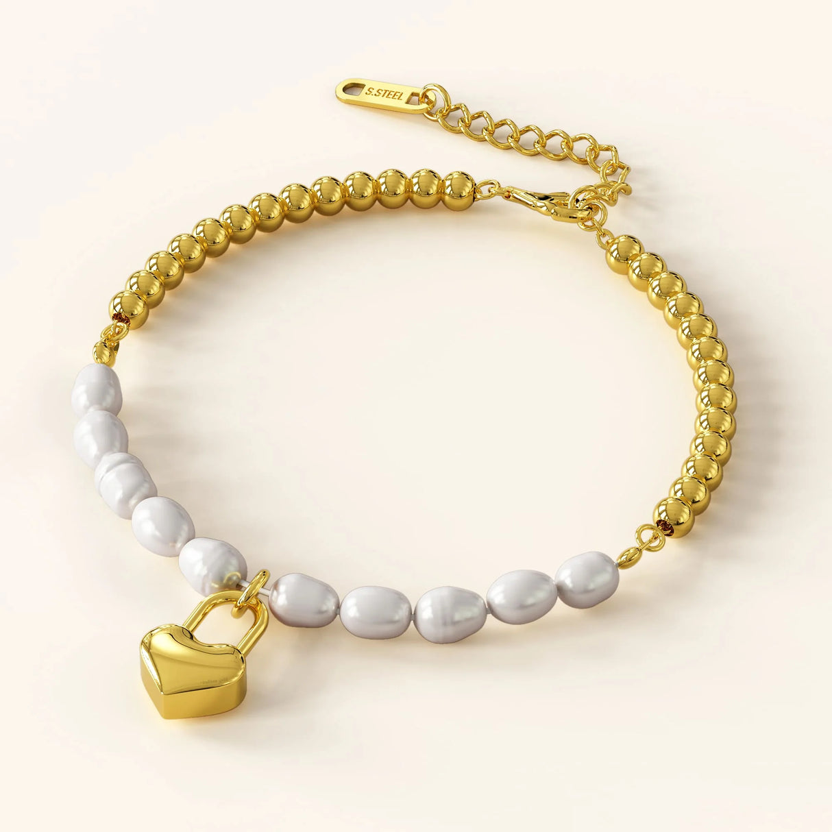 Bullion Gold Carlisle Heart-Lock Pendant Bracelet