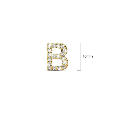 Solid 925 Sterling Silver Glamour Alphabet Letter Earrings Gold