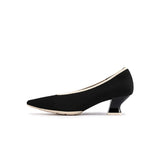 Modish Slip-On Block Heel Pumps - Black