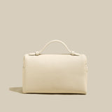 Traveler�s Pebbled Leather Box Vanity Bag - Ivory