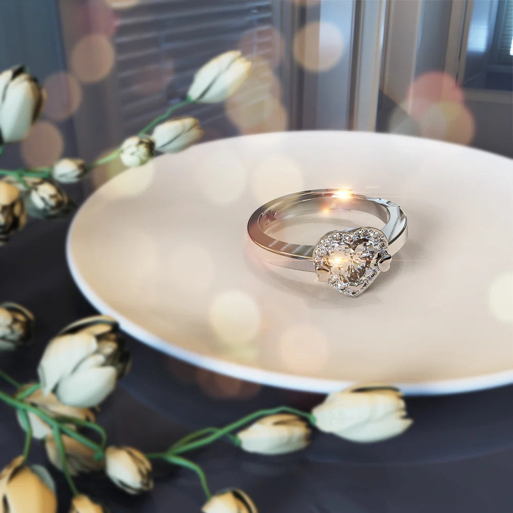 Adjustable Solid 925 Sterling Silver Kindrea Heart Ring