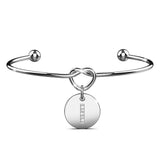 Bullion Gold Fancy Alphabet Letter Initial Bangle in White Gold