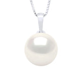 Pendant Button Freshwater Pearl White White Gold 9-10mm