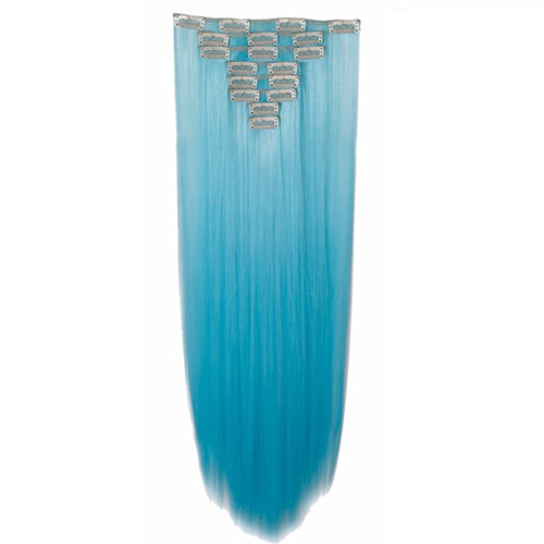 Thick High Grade Blue Straight Hair 7Piece 16Clips 20" Hair Extension