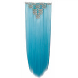Thick High Grade Blue Straight Hair 7Piece 16Clips 20" Hair Extension