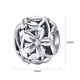 Solid 925 Sterling Silver Daisy Garden CZ Charm