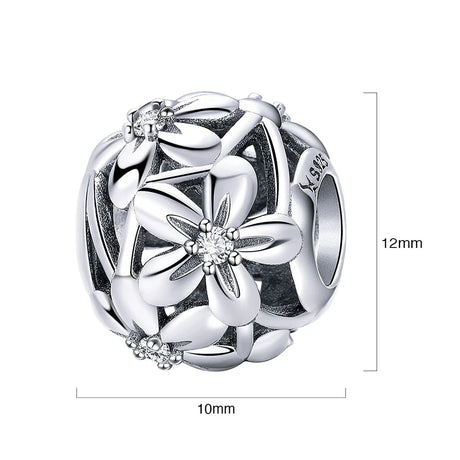 Solid 925 Sterling Silver Daisy Garden CZ Charm