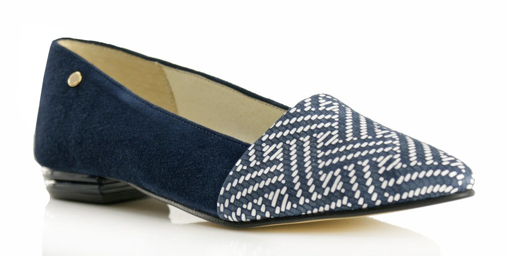 Bosccolo Womens Ballerina - Navy Blue Suede