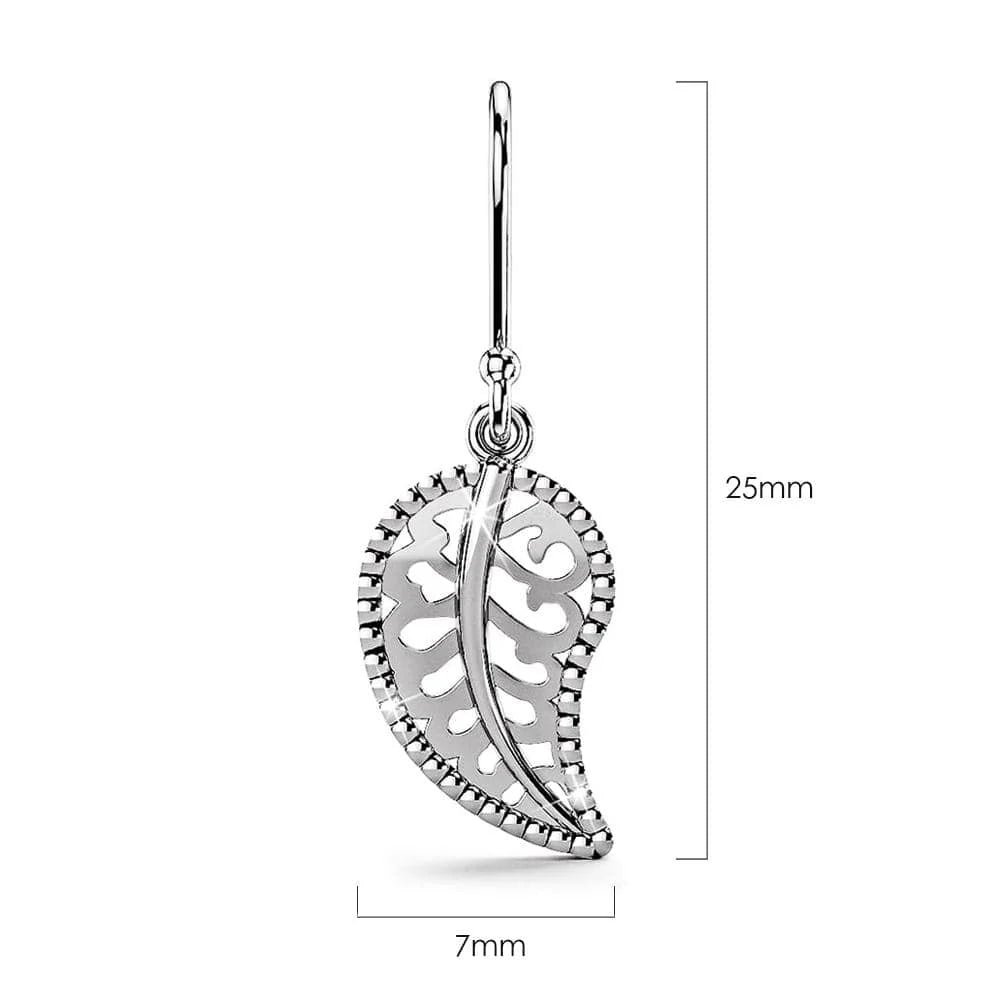 Solid 925 Sterling Silver Leaf Dangle Earrings