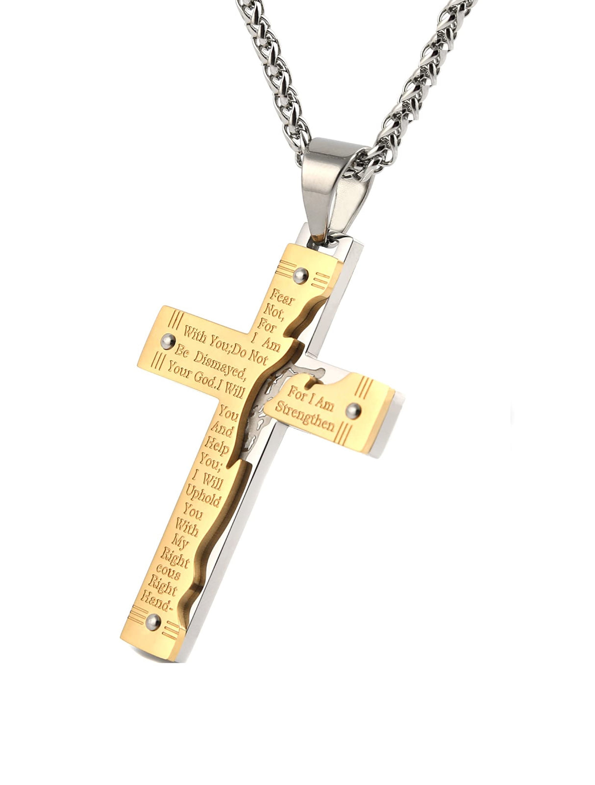 Stephen Oliver 18K Gold & Silver Two Tone Polished Cross Necklace