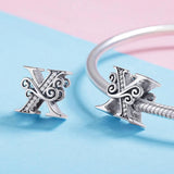 Solid 925 Sterling Silver Vintage Inspired Antique Alphabet Charm