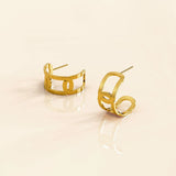Bullion Gold Intercross Huggie Gold Layered Earrings