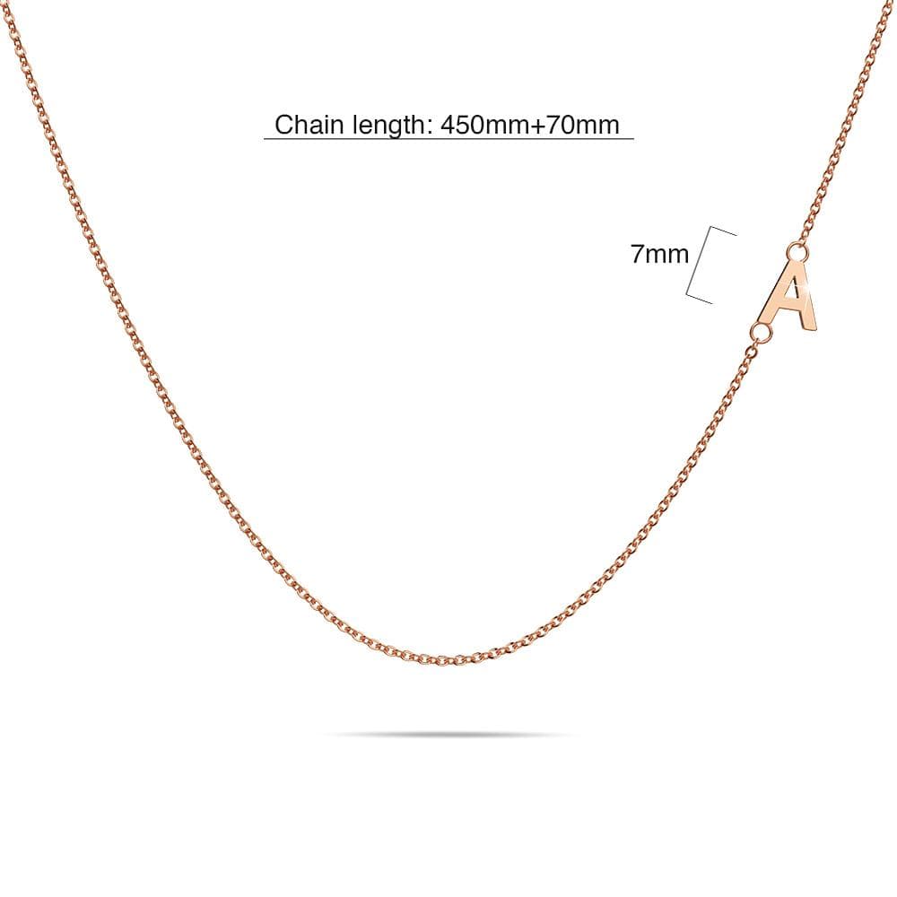 Bullion Gold Sparkling Alphabet Initials Stainless Steel Necklace in Rose Gold