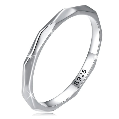 Solid 925 Sterling Silver Geometric Slim Ring