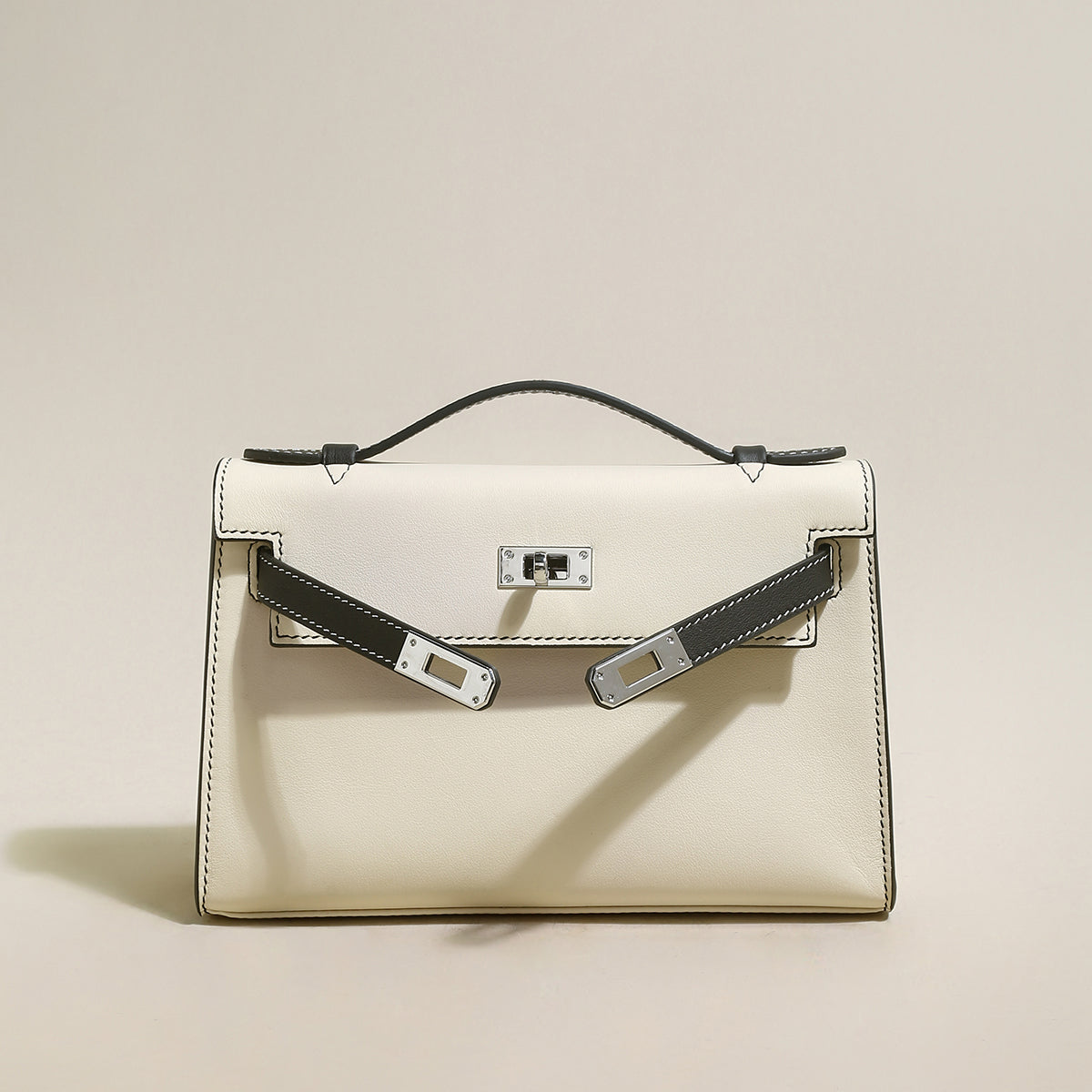 Monroe Colorblock Leather Satchel - Ivory