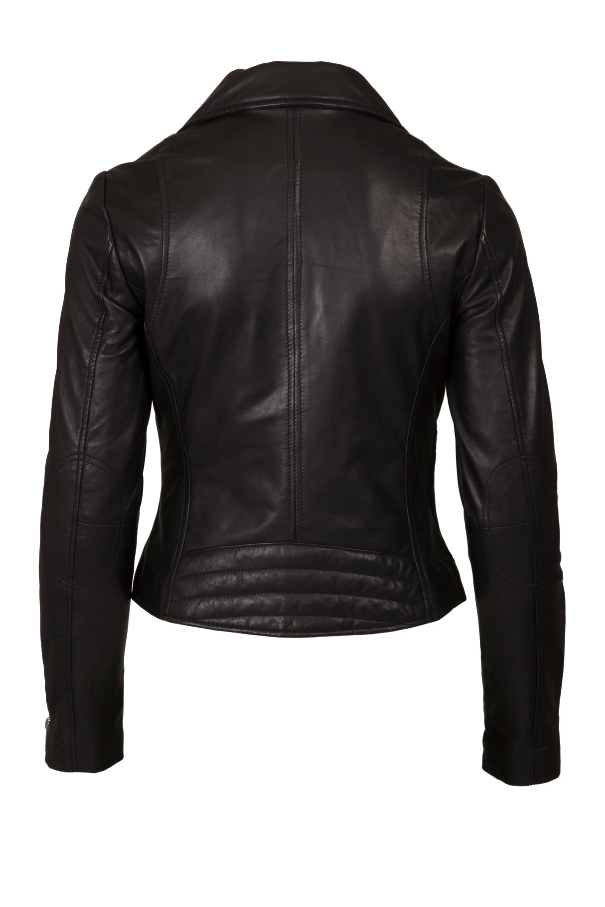 Womens Leather Jacket in Black with Zips