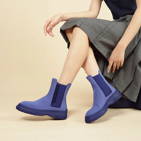 Knit Chelsea Ankle Boots - Purple